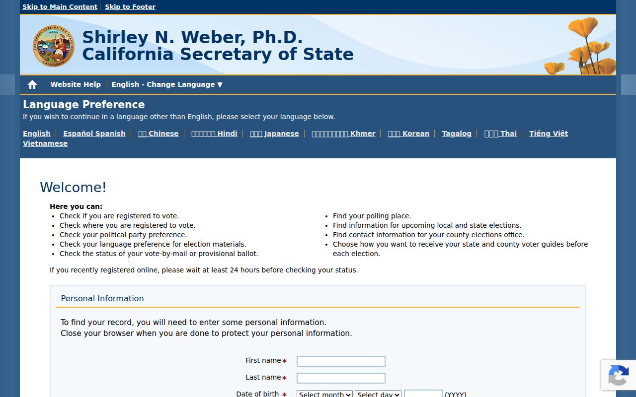 San Fernando residents directory California voter status lookup