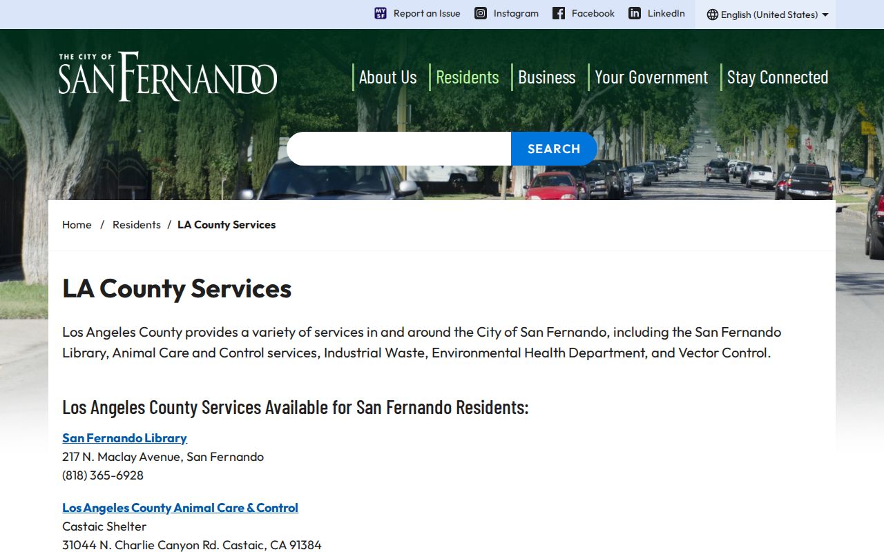 San Fernando residents directory county services record offices