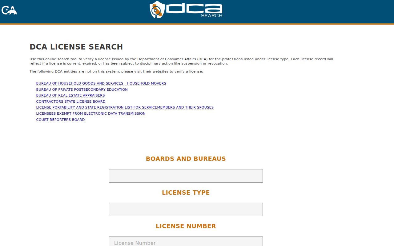 San Fernando residents directory professional license search