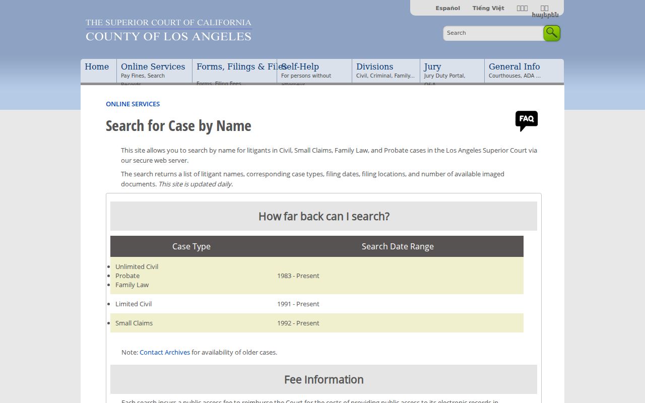 San Fernando resident lookup civil court name index